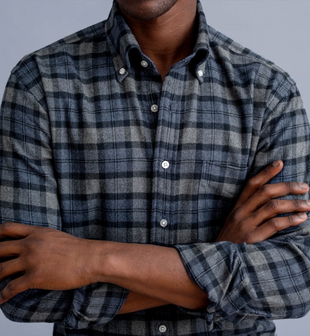 Canclini Slate and Grey Plaid Beacon Flannel by Proper Cloth