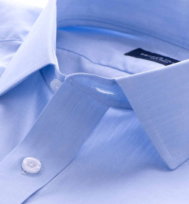 Thomas Mason Goldline Light Blue End-on-End Fitted Dress Shirt by ...