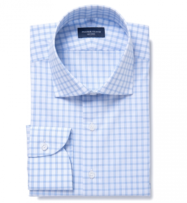 Essex Light Blue Multi Check Fitted Shirt by Proper Cloth