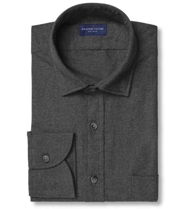 Whistler Charcoal Melange Cotton Flannel Custom Made Shirt Shirt by