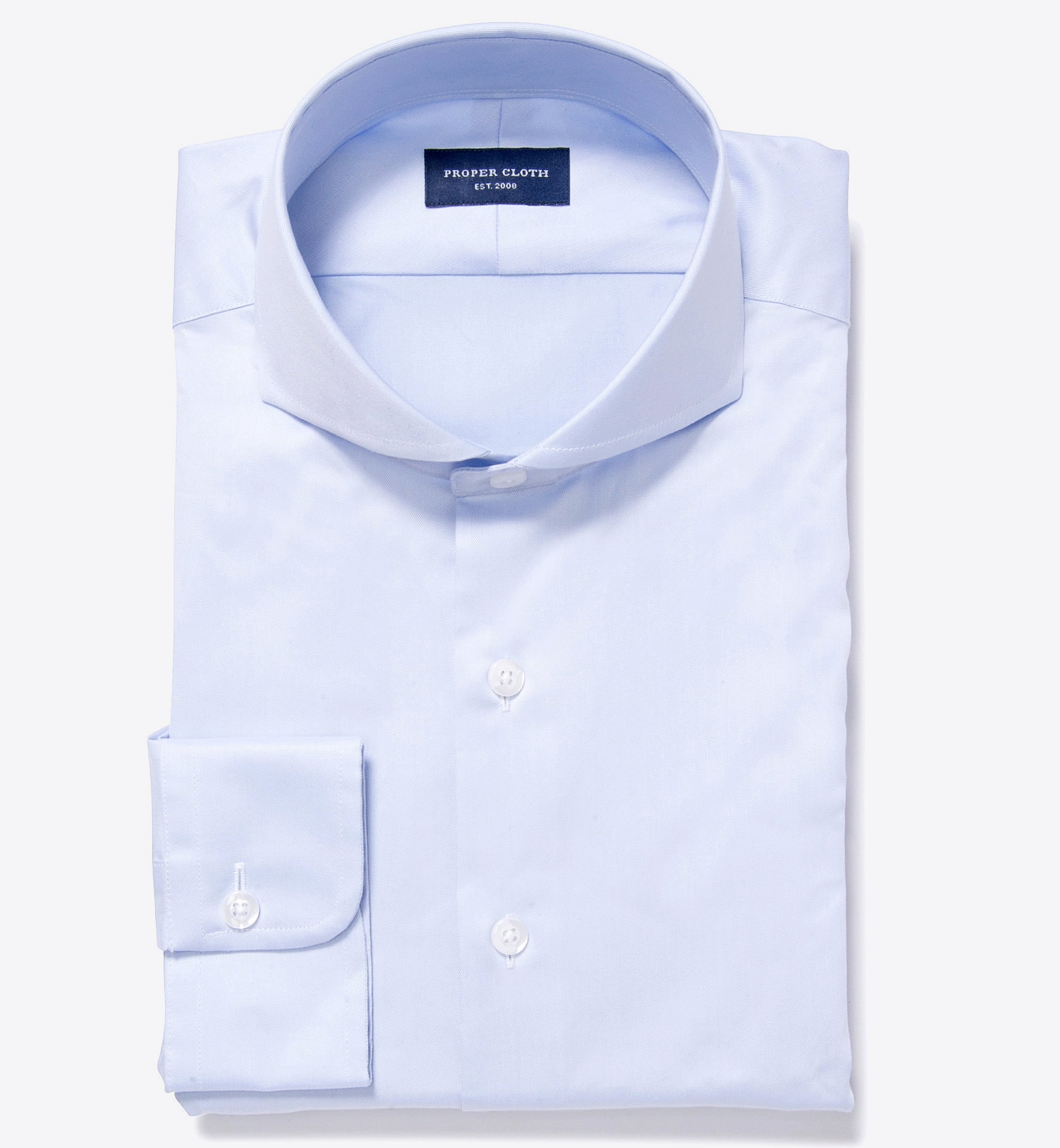 Thomas Mason Light Blue 100s Fine Twill Fitted Dress Shirt Shirt 