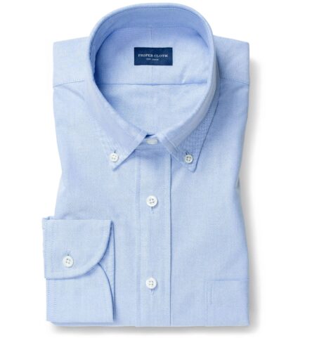 Thomas Mason Blue Comfort Oxford Custom Dress Shirt by Proper Cloth