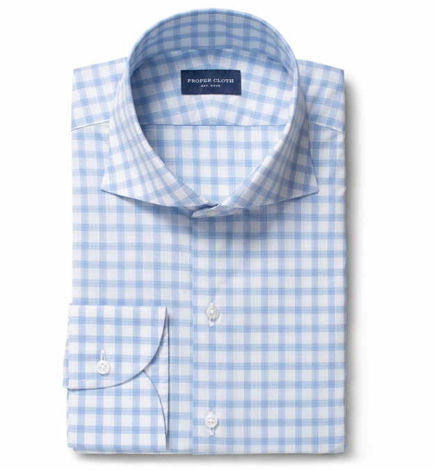 Kenmare Grey and Blue Multi Check Fitted Dress Shirt Shirt by Proper Cloth