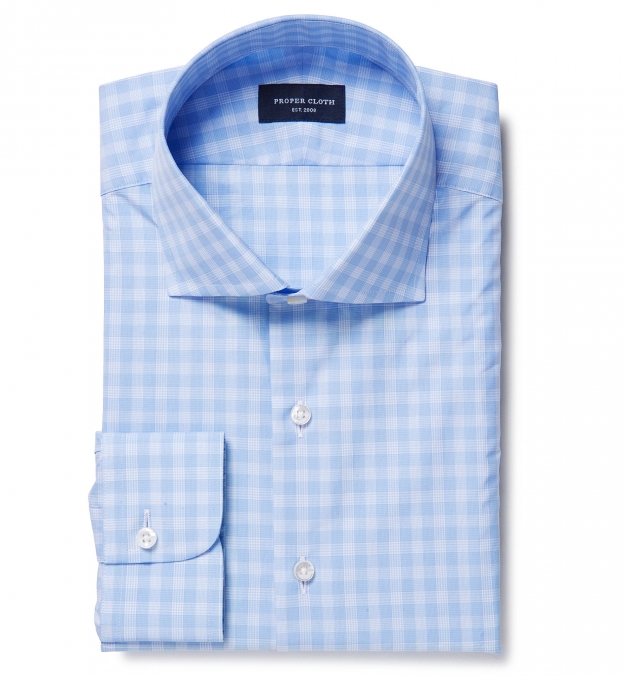 Thomas Mason Goldline Light Blue Large Check Shirts by Proper Cloth