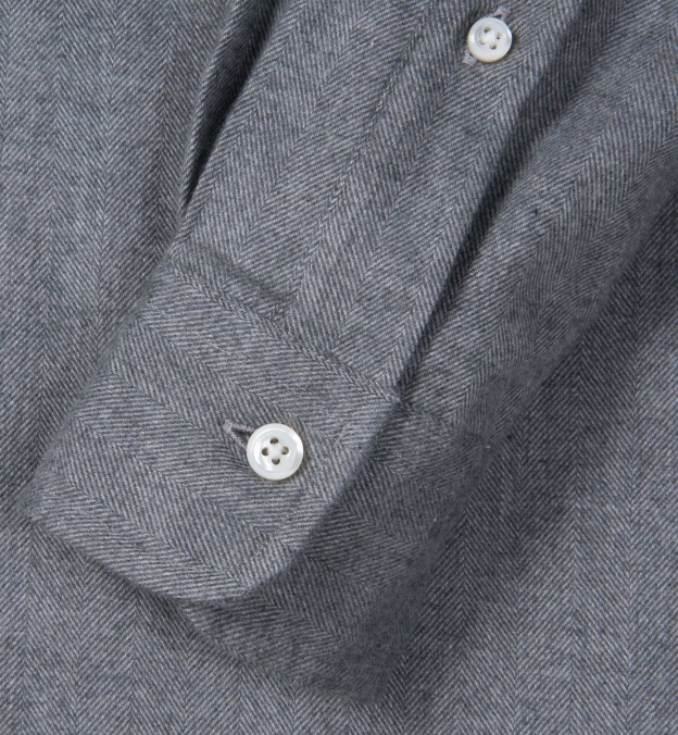 Canclini Grey Herringbone Beacon Flannel Custom Dress Shirt by Proper Cloth
