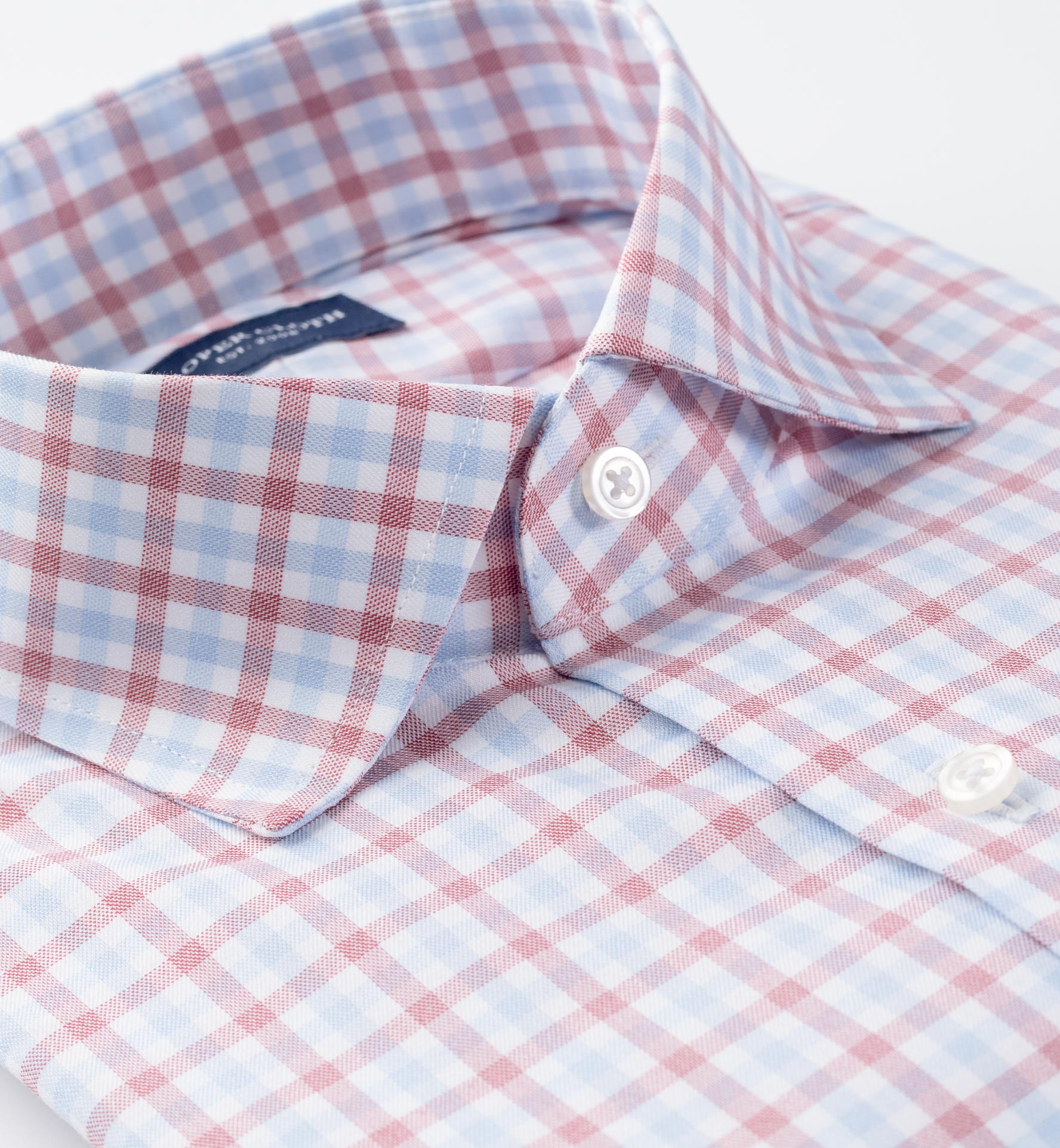 Cooper Red and Blue Check Stretch Twill by Proper Cloth