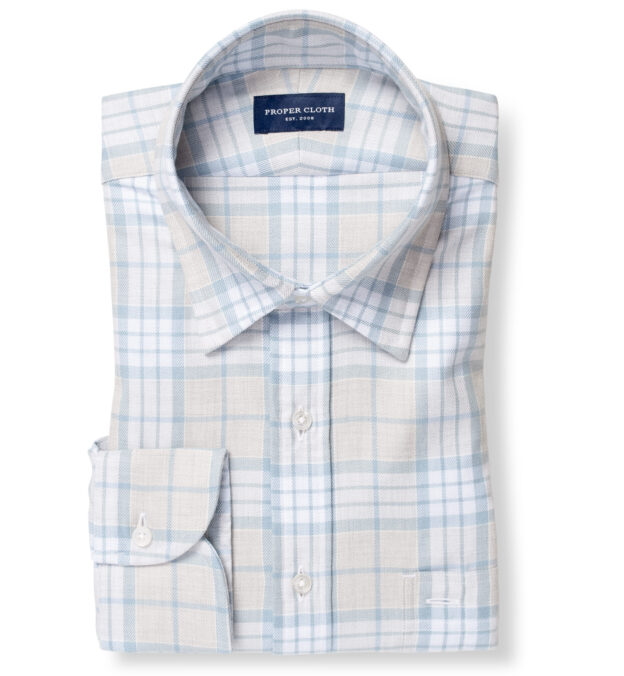 Melange Grey and Vintage Blue California Plaid Shirts by Proper Cloth