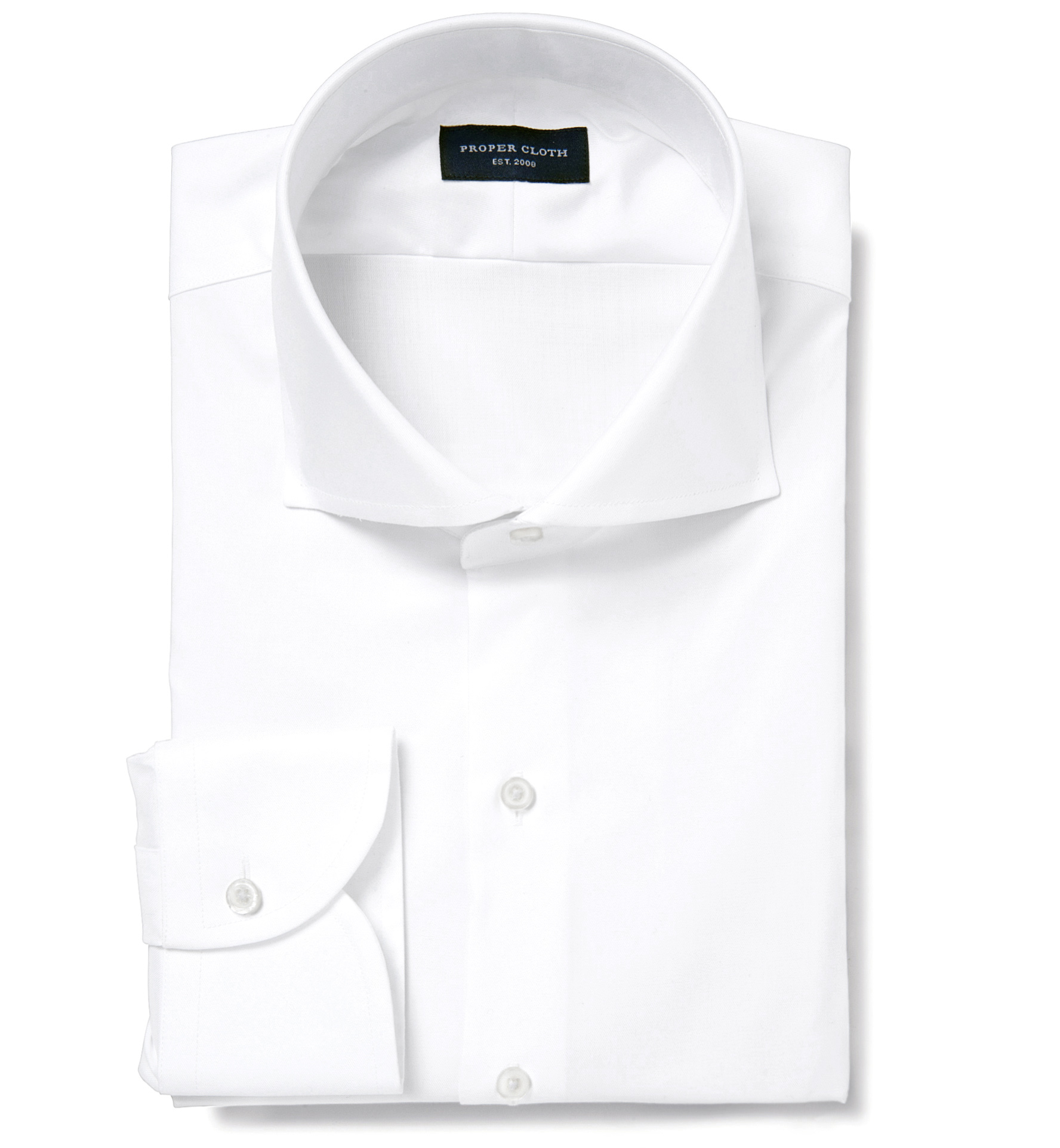 Thomas Mason White Fine Twill Cutaway Collar Shirt