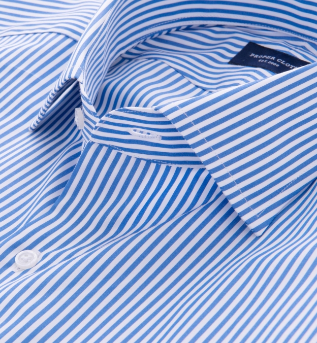 140s Blue Wrinkle-Resistant Bengal Stripe Custom Dress Shirt by Proper ...