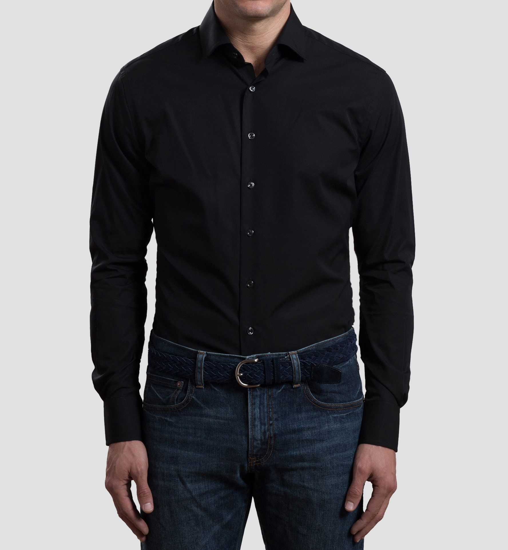 Miles 120s Black Broadcloth Custom Dress Shirt by Proper Cloth