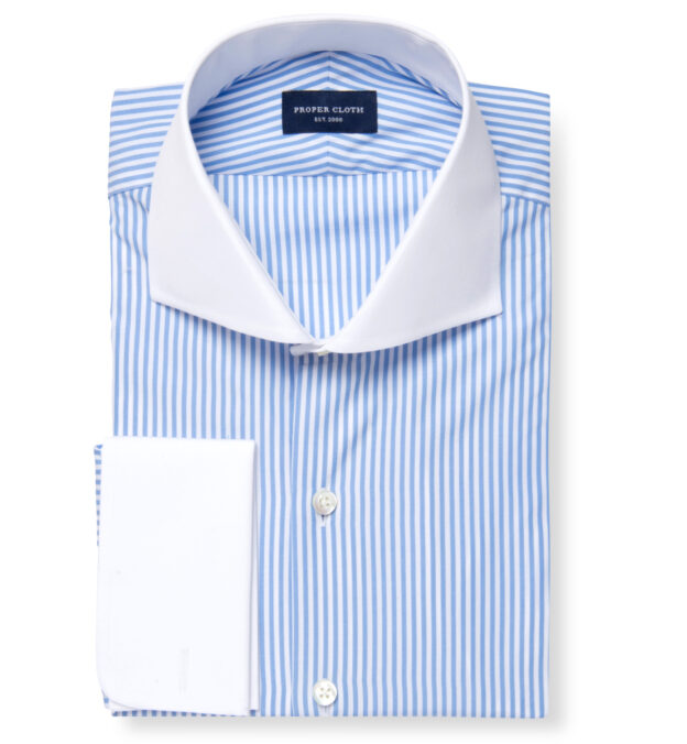 140s Light Blue Wrinkle-Resistant Bengal Stripe Custom Made Shirt by ...