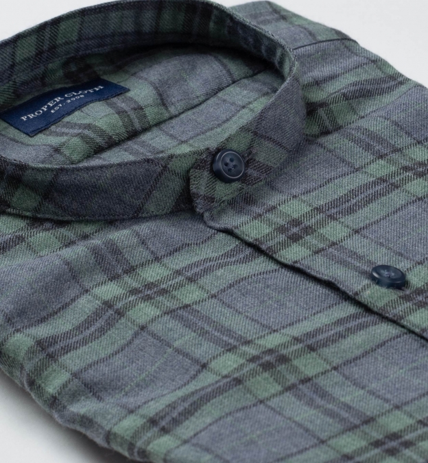 Satoyama Sage and Slate Plaid Flannel Custom Made Shirt by Proper Cloth