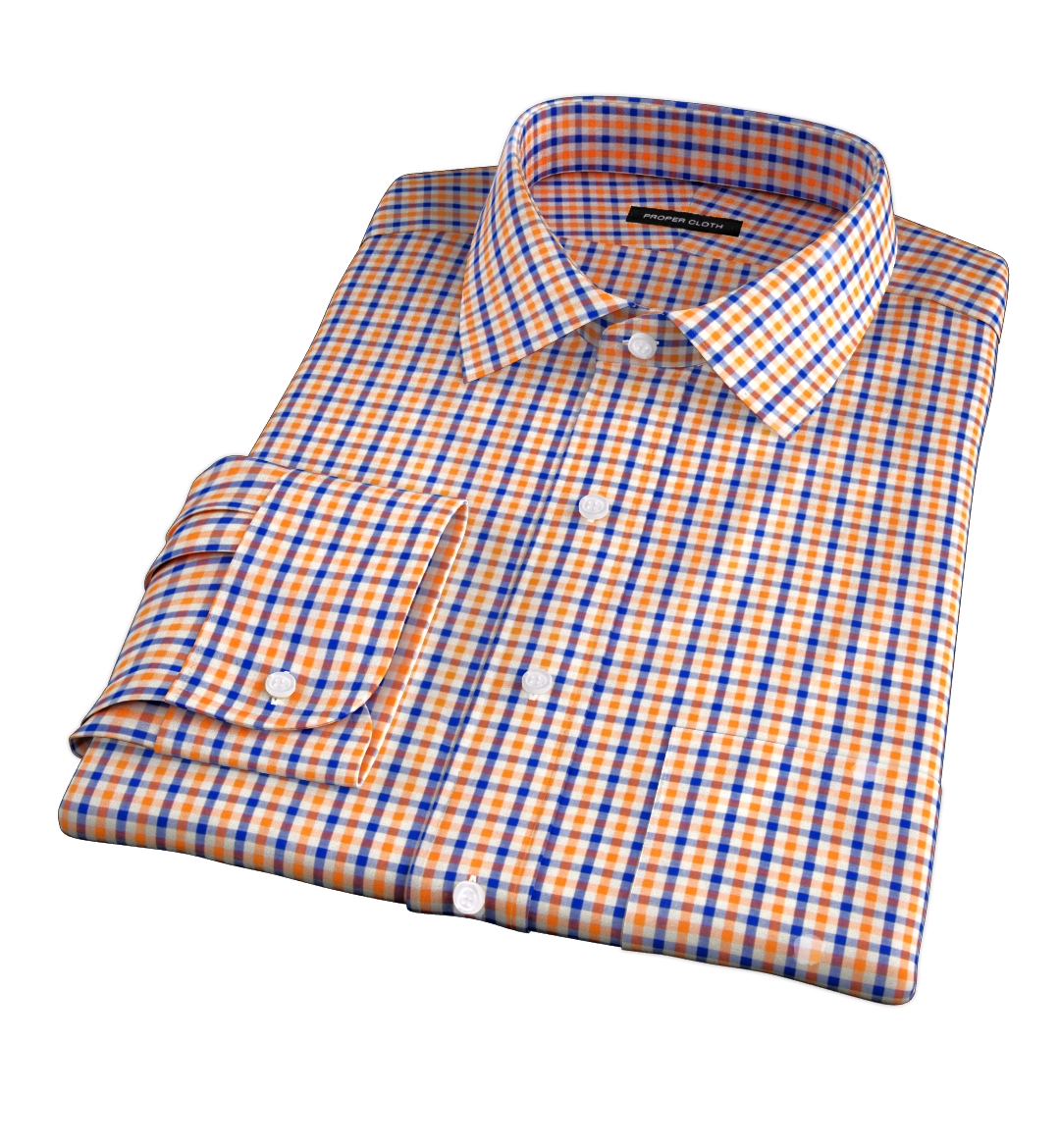 open lace back dress Short Sleeve Orange and White Gingham Cotton Heights Shirt with Magnetic Closures Orange and White / X-Large