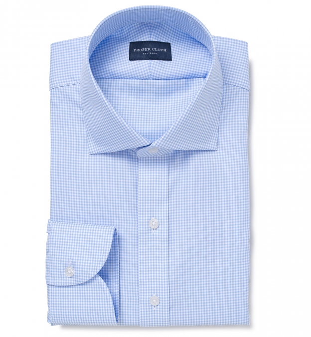 Mayfair Wrinkle-Resistant Light Blue Gingham Custom Dress Shirt Shirt ...