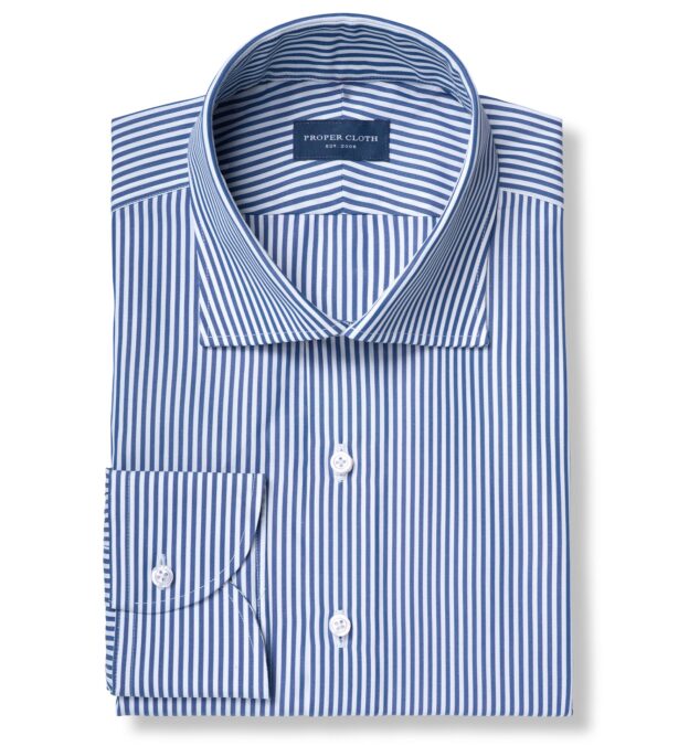 Stanton 120s Navy Bengal Stripe Tailor Made Shirt Shirt by Proper Cloth