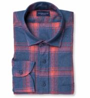 Suggested Item: Portuguese Washed Slate and Coral Ombre Plaid Linen