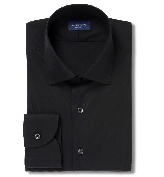 Albini Black Stretch Poplin Short Sleeve ShirtShirt by Proper Cloth