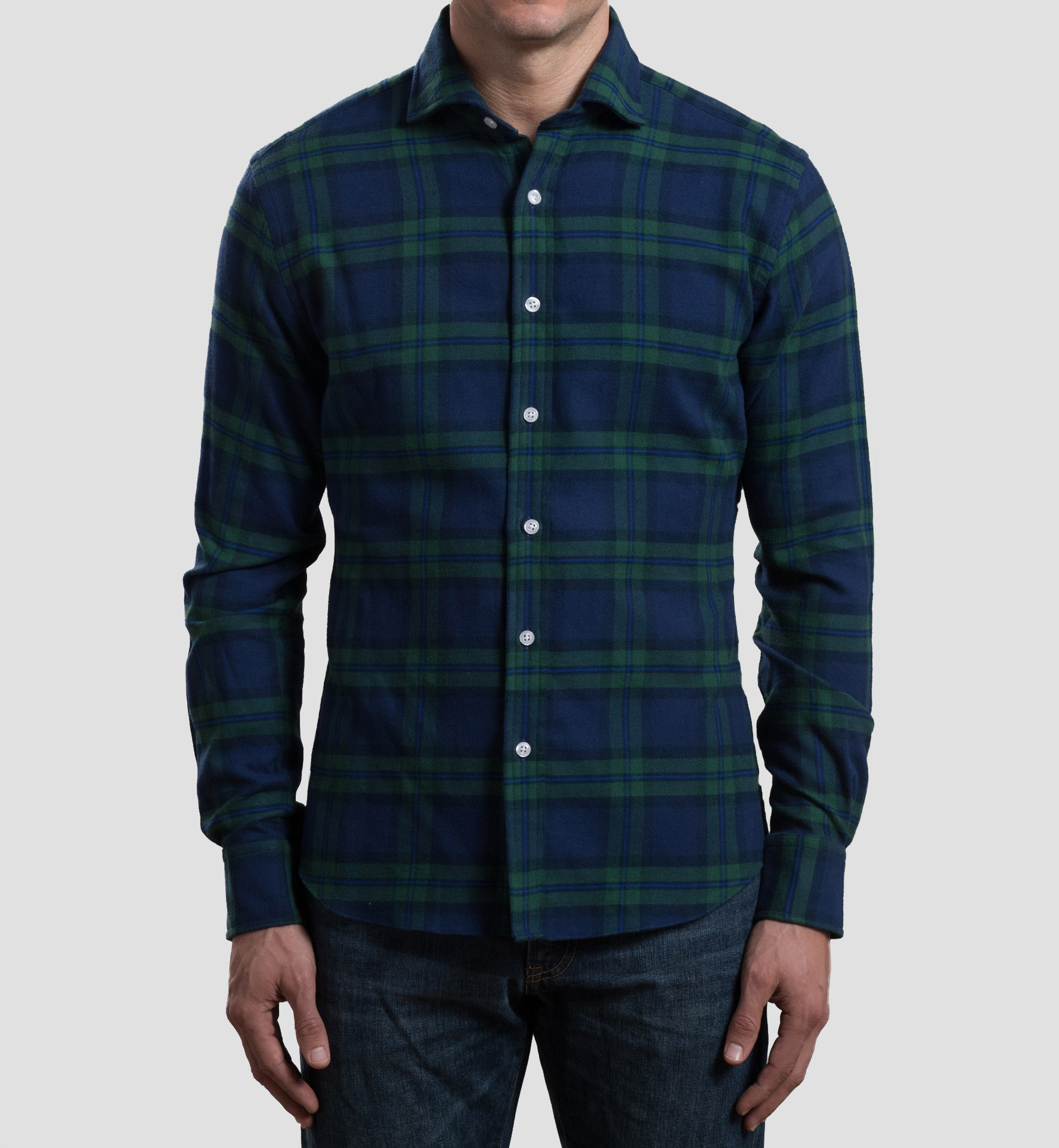 green and navy flannel