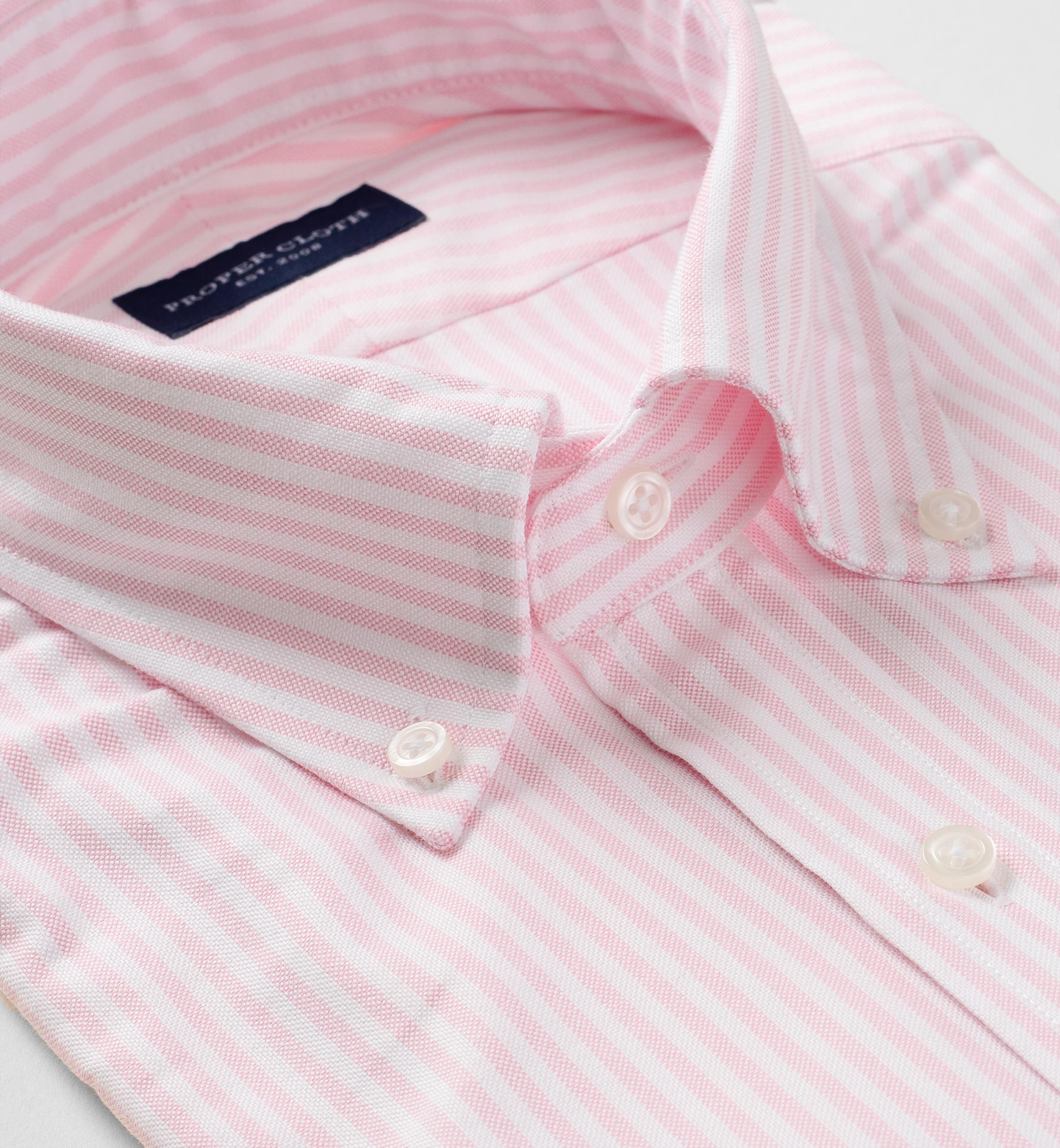 Pink University Stripe Heavy Oxford Fitted Dress Shirt by Proper Cloth
