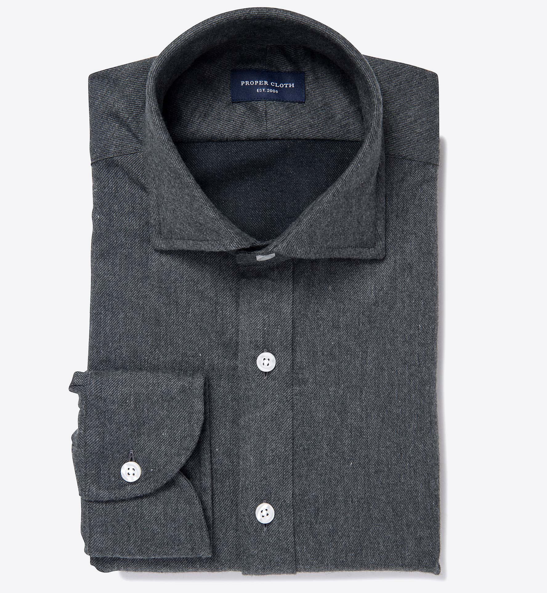 Canclini Charcoal Twill Beacon Flannel Dress Shirt by Proper Cloth