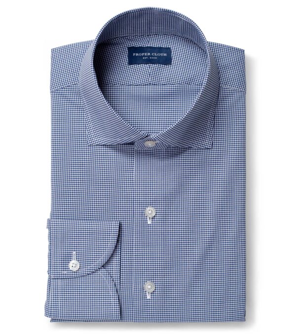 Waverly Navy 120s Micro Gingham Shirt by Proper Cloth