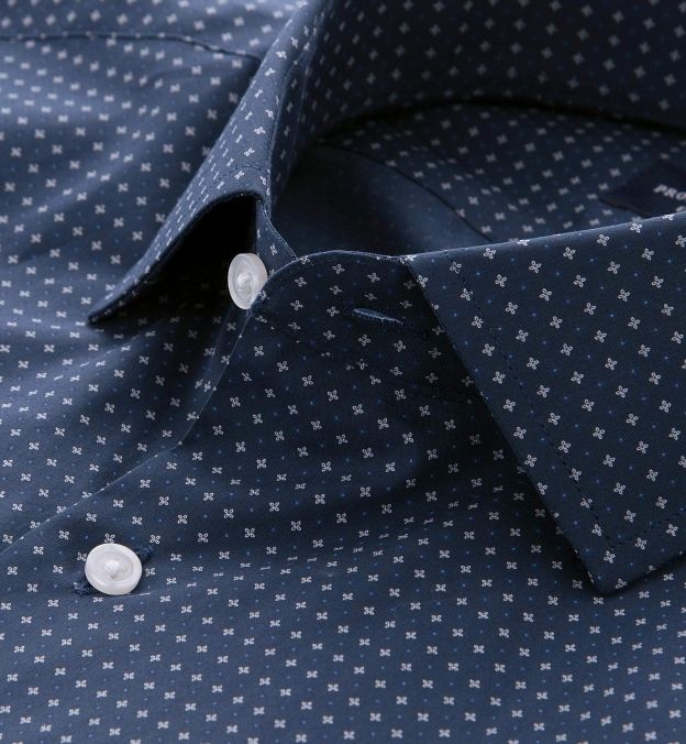 Albini Navy Mini Foulard Print Custom Made Shirt by Proper Cloth