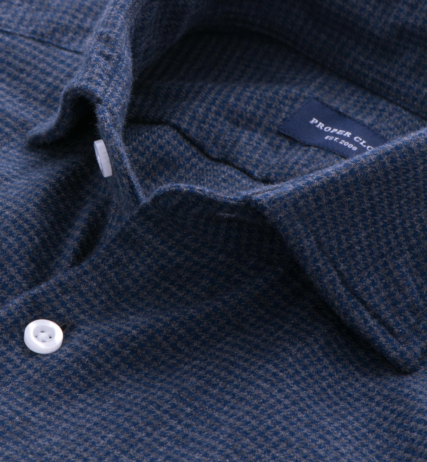 Grey and Navy Houndstooth Flannel Tailor Made Shirt by Proper Cloth