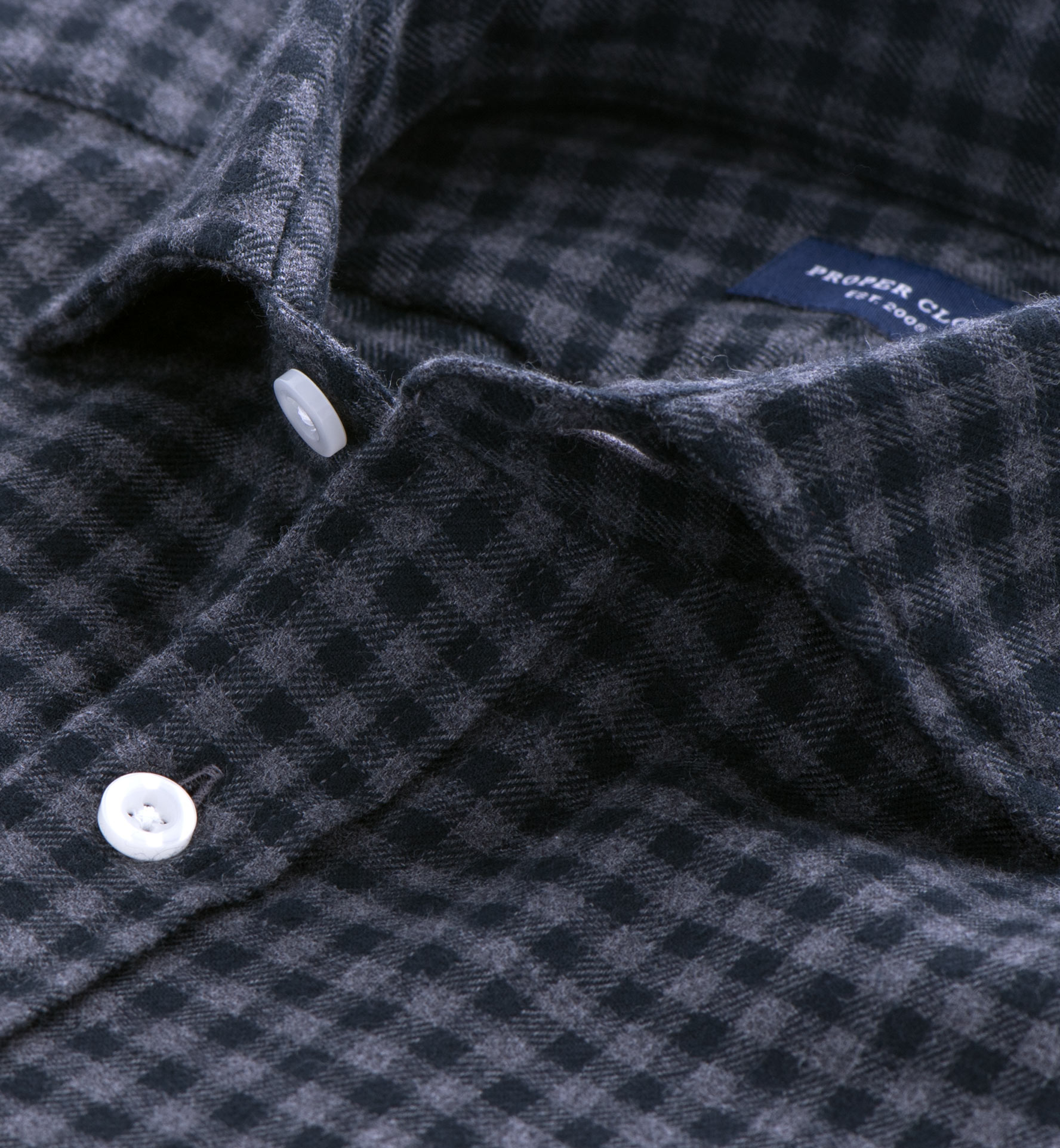 Canclini Small Grey Tonal Gingham Beacon Flannel Tailor Made Shirt by ...