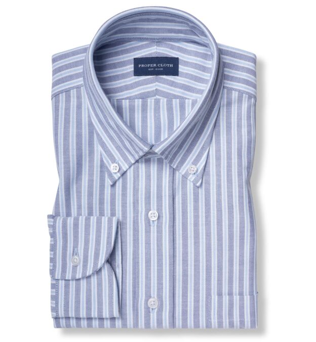 Blue Multi Stripe Lightweight Oxford Cloth Shirt by Proper Cloth