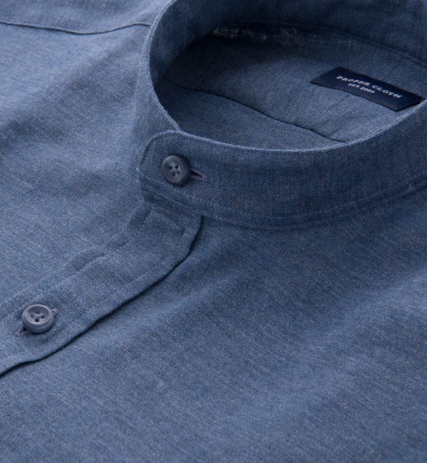 Japanese Slate Blue Chambray Fitted Shirt by Proper Cloth