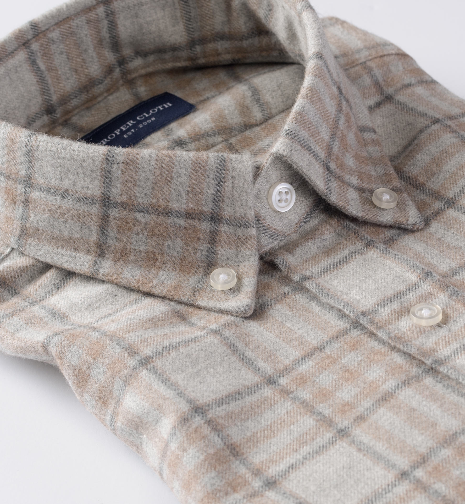 Canclini Light Grey and Beige Plaid Beacon Flannel by Proper Cloth