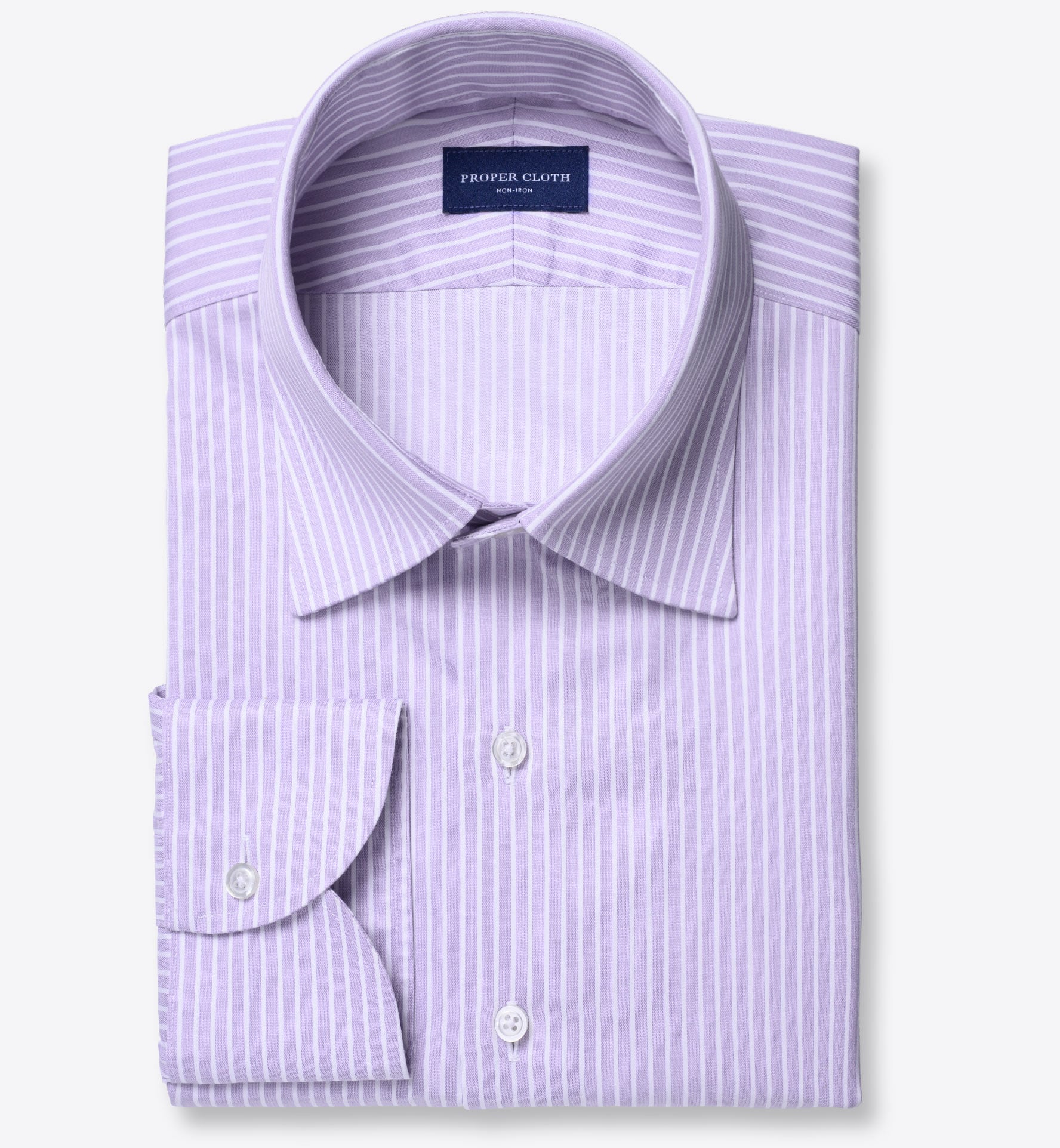Thomas Mason Non-Iron Lavender End-on-End Reverse Stripe Shirt