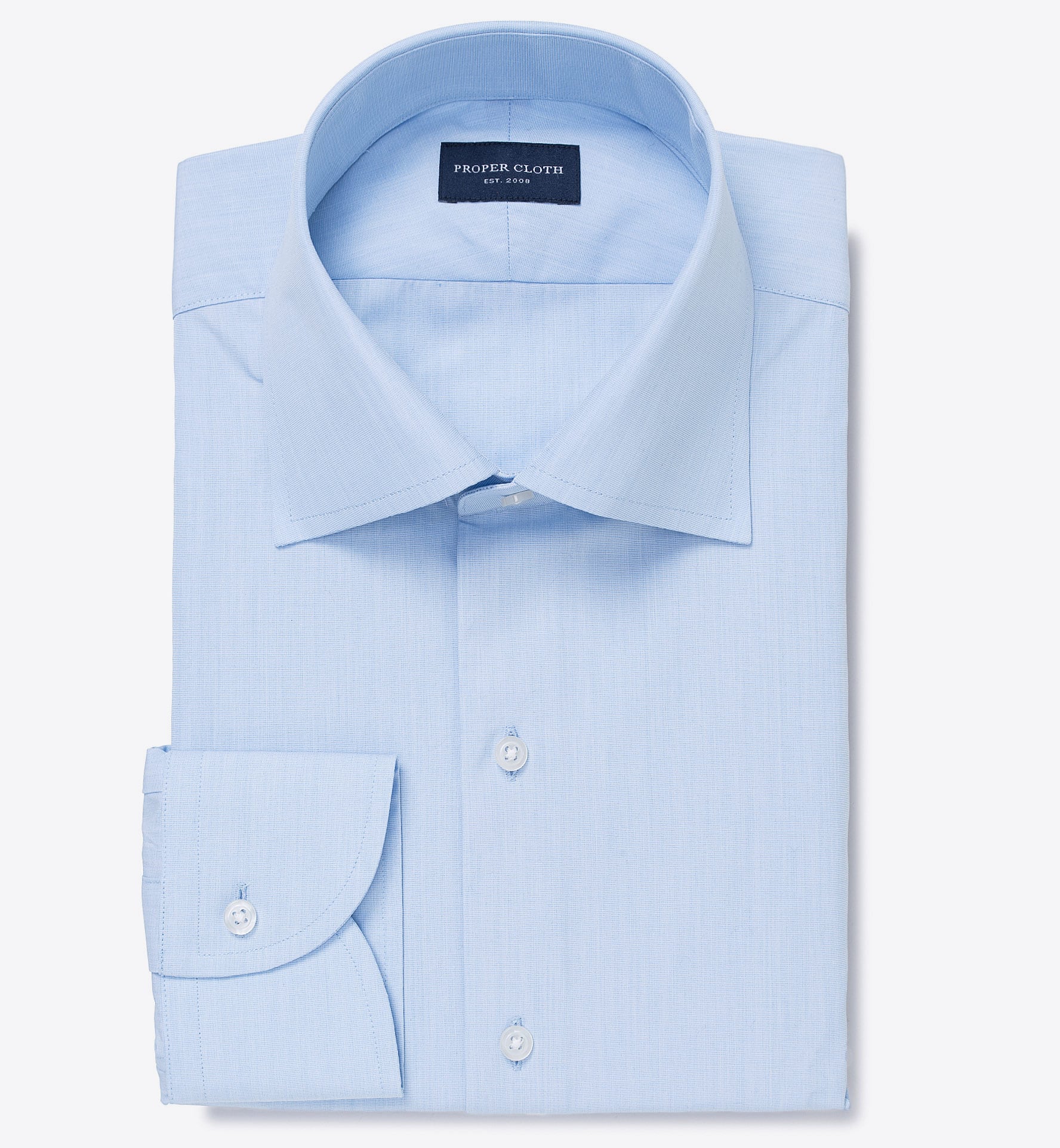 Thomas Mason Luxury Light Blue End-on-End Fitted Dress Shirt by Proper ...