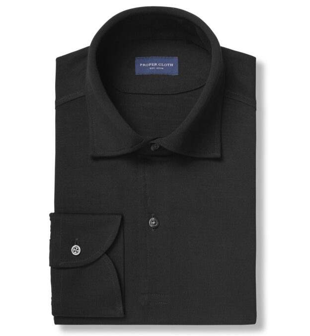 Reda Black Jersey Knit Merino Wool Shirt by Proper Cloth