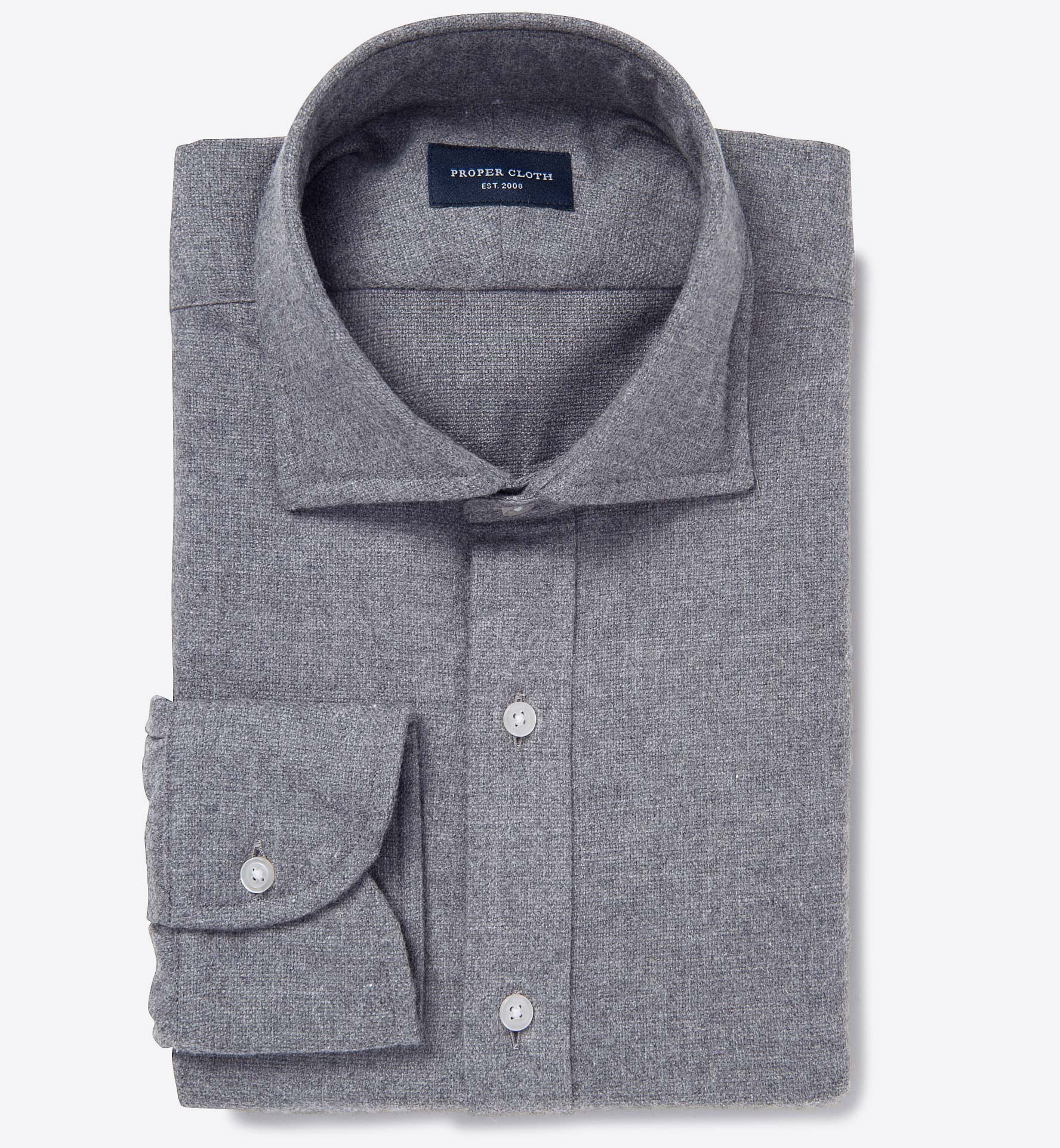 Whitney Grey Heathered Basketweave Flannel Fitted Shirt by Proper Cloth