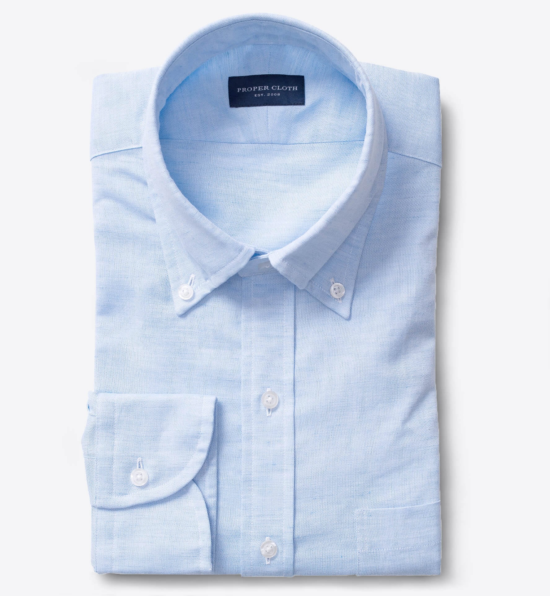 Portuguese Light Blue Cotton Linen Oxford Fitted Shirt by Proper Cloth