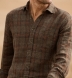 Leomaster Washed Chestnut and Sienna Plaid Linen Shirt Thumbnail 3