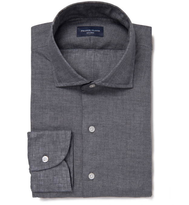 Albini Washed Grey Linen Tailor Made Shirt Shirt by Proper Cloth