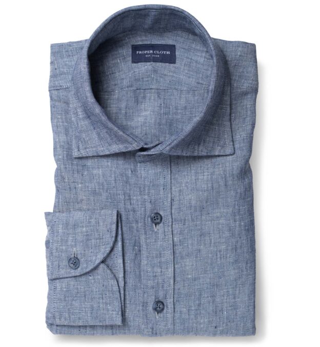 Positano Chambray Blue Linen Shirt by Proper Cloth
