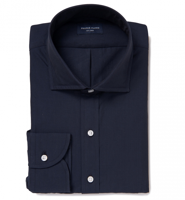 Genova Navy Poplin Custom Dress Shirt Shirt by Proper Cloth