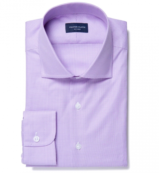 Morris Wrinkle-Resistant Lavender Houndstooth Dress Shirt by Proper Cloth