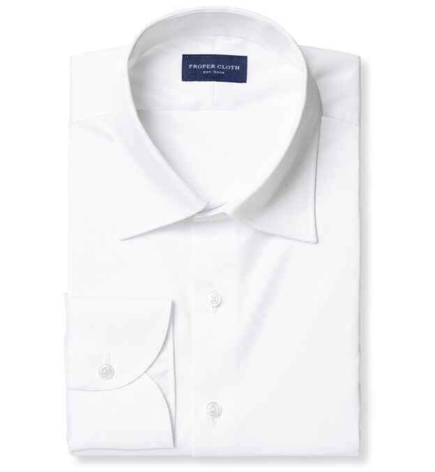 Hudson White Wrinkle-Resistant Twill Shirt by Proper Cloth