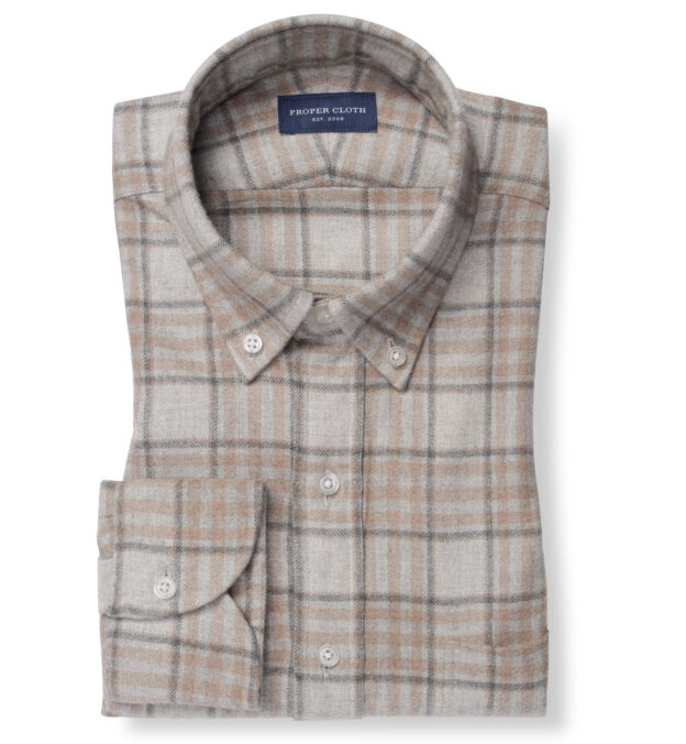 Canclini Light Grey and Beige Plaid Beacon Flannel