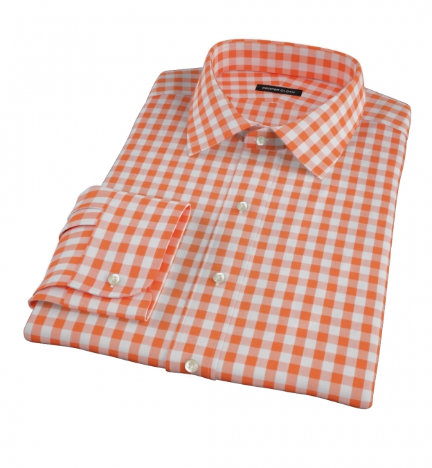 Orange Large Gingham Custom Dress Shirt 