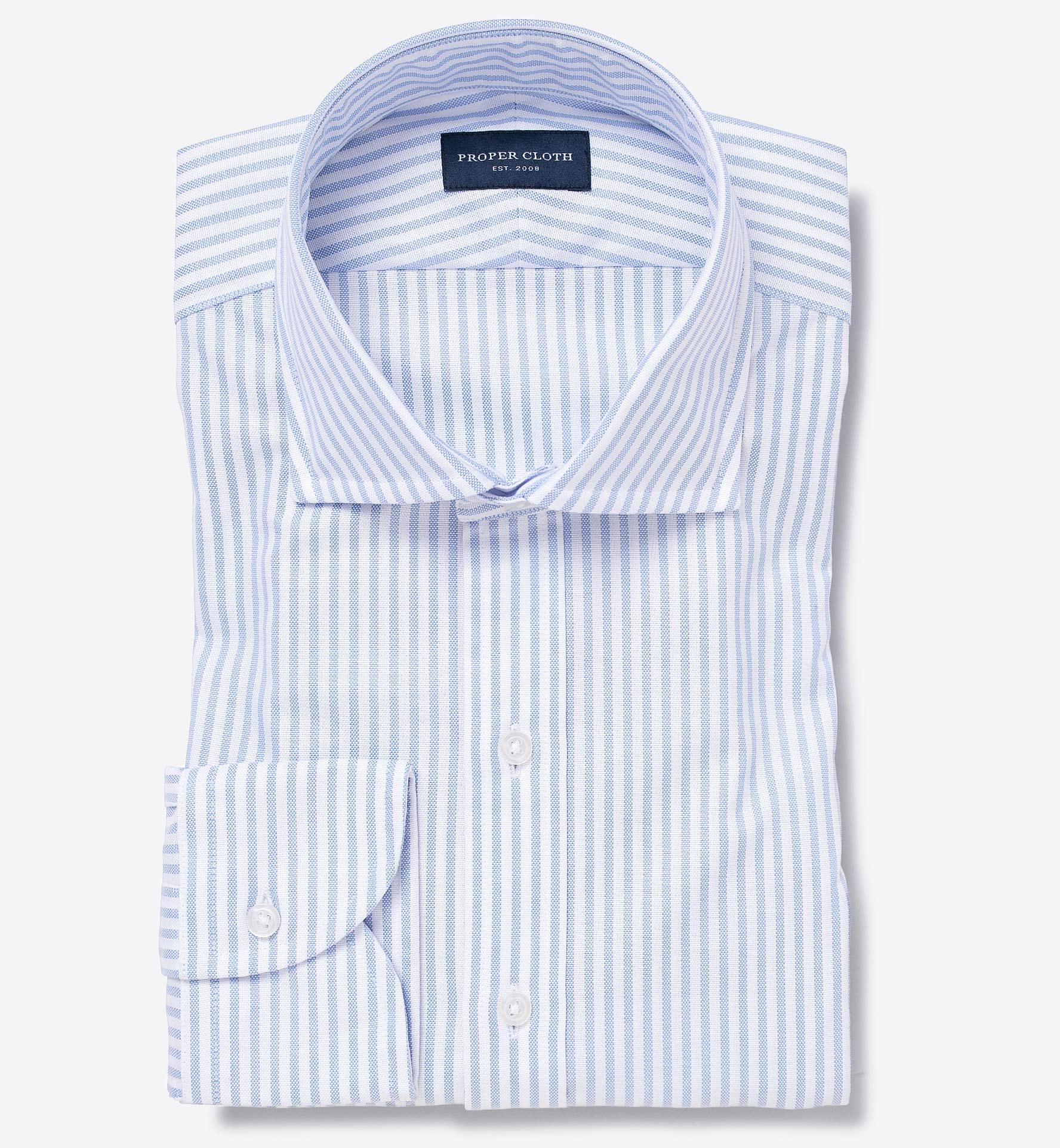 Thomas Mason Light Blue Stripe Oxford Custom Made Shirt Shirt by