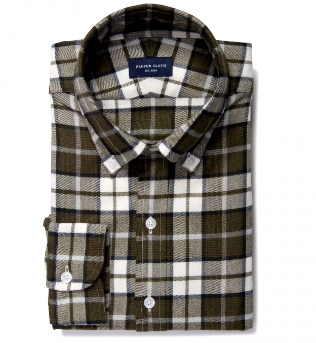 Canclini Pine Plaid Beacon Flannel Custom Made Shirt by Proper Cloth