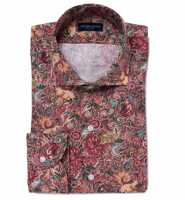 Albini Rose Large Floral Print Men's Dress Shirt Shirt by Proper Cloth