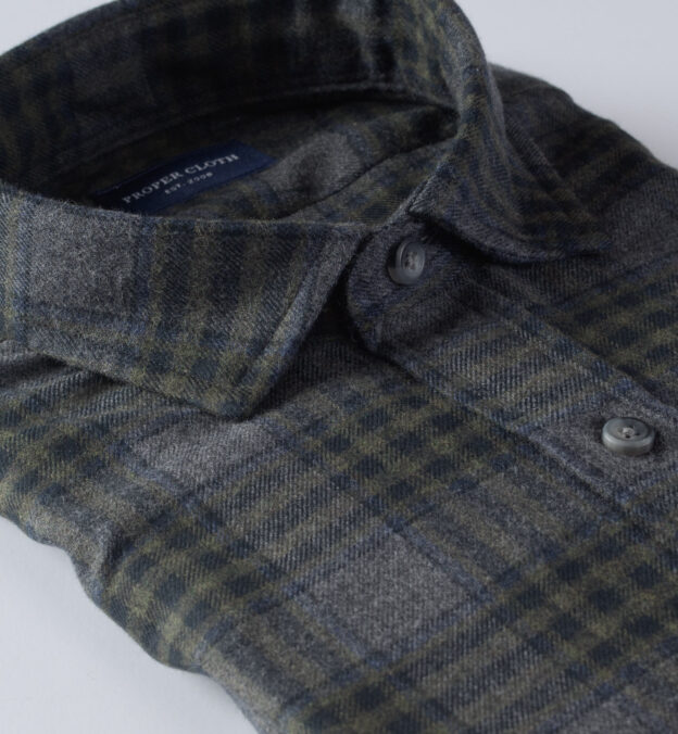 Canclini Grey and Pine Plaid Beacon Flannel by Proper Cloth