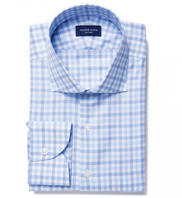 Lucca Blue Multi Gingham Fitted Dress Shirt Shirt by Proper Cloth