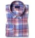 Mesa Pink and Blue Cotton Linen Vintage Plaid Shirt Thumbnail 1